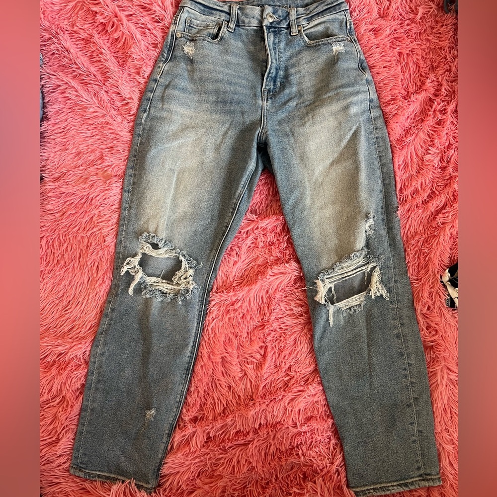 American Eagle Outfitters Ripped Blue Skinny Jeans - Picture 1 of 4